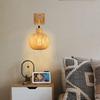 Retro Bamboo Weave Bedside Wall Lamp - Japanese Rattan and Wood Lighting Fixture for Rustic Bedrooms and Restaurants
