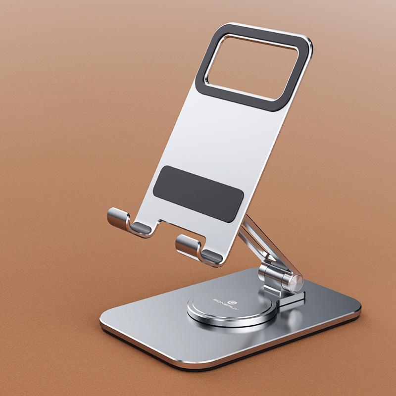 Boneruy L05Mini Rotating Phone Stand Adjustable Foldable Desktop Holder Video Shooting Supports Ipad Mobile Universal Smartphone Lay Flat серебряный