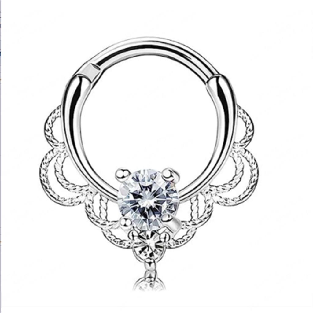 8 Pcs 316L Stainless Steel Septum Nose Rings With CZ Cartilage Tragus Helix Daith Hoop Earrings Piercing Jewelry