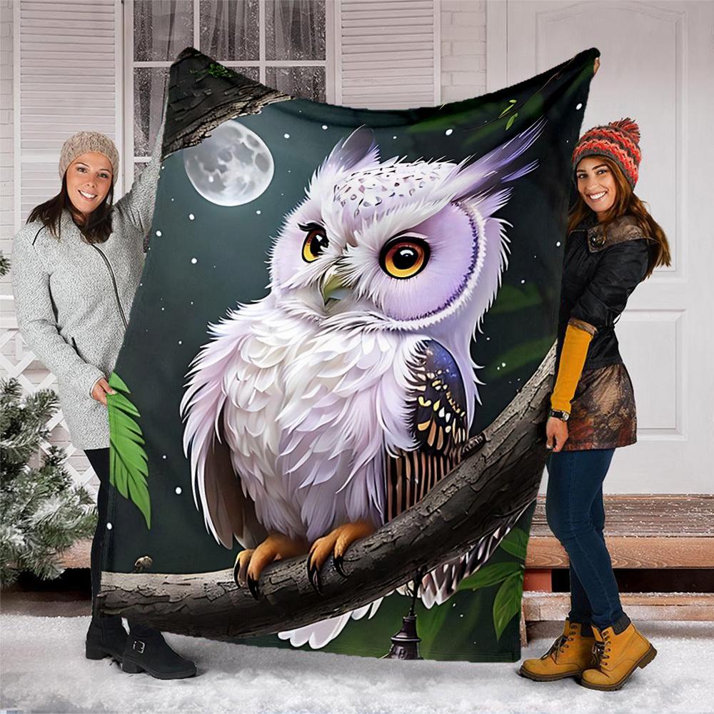 

1pc Owl Night Outdoor Blanket - Soft Flannel Cozy for Travel & Camping - All-Season Warm Bed Cover, Machine Washable yy251229099 75x90cm