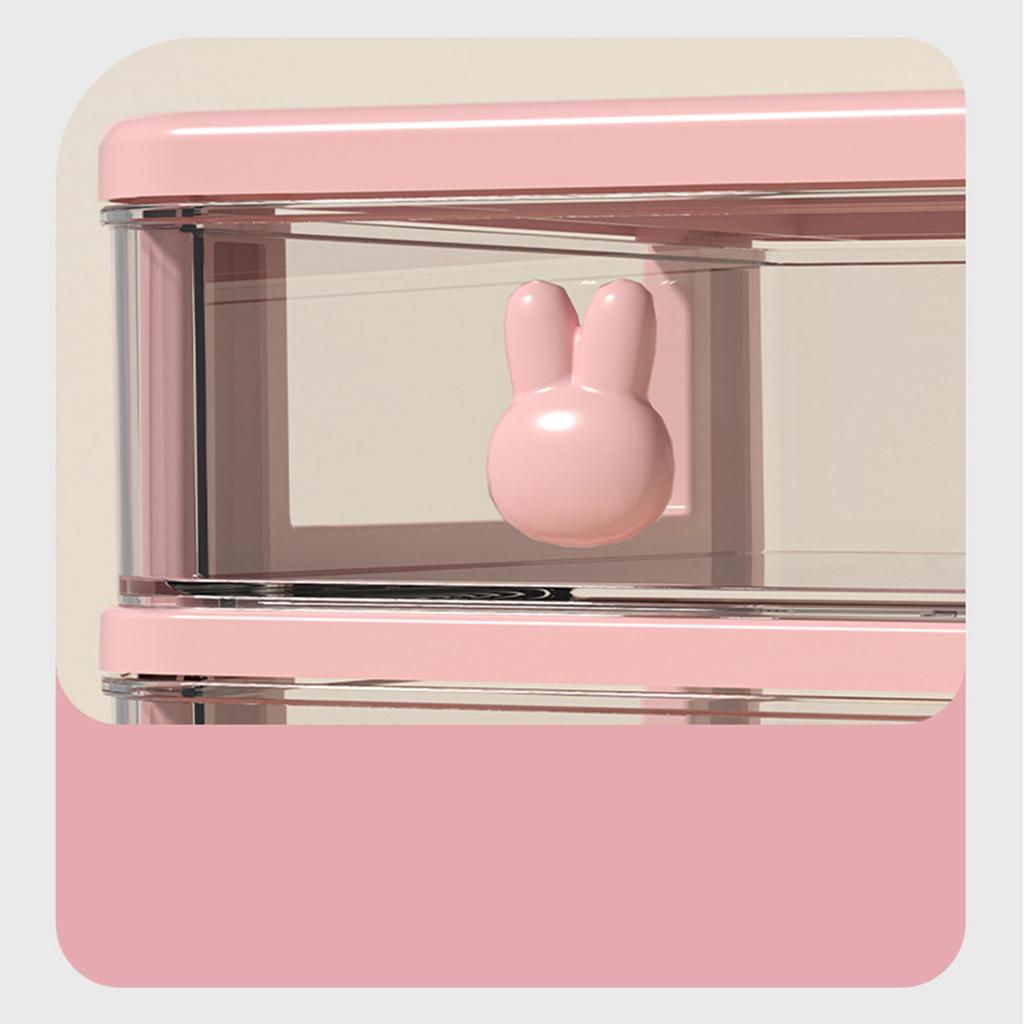 Boîte de rangement de bureau multi-niveaux en plastique transparent grande capacité poignée lapin tiroir organisateur pour livre stylo bureau