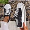 Fashion Women's Sequins Lace Up Casual White Shoes Versatile Thick-soled Non-slip Sneakers Female Fashion Platform Flat Vulcanized Shoes