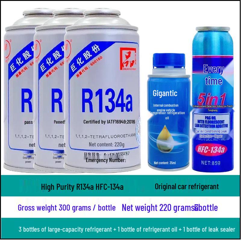 R4 Automotive R134a Refrigerant & Leak Sealer with Coolant Freezing Oil
