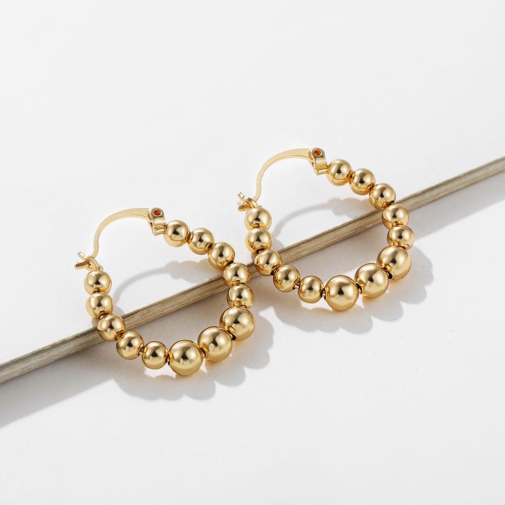 

Punk Gold Plated Copper Round Bead Earrings for Women Fashion Big Circle Hoop Earring Engagement Wedding Zircon Gift золотий