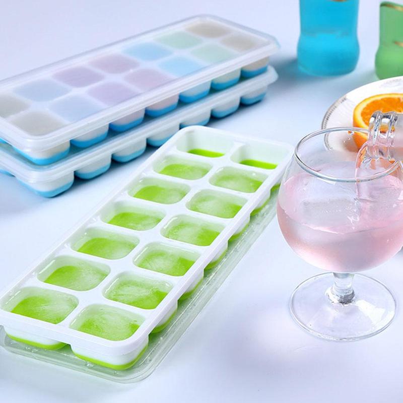 Food Grade Silicone Ice Cube Tray Ices Jelly Maker Mold Trays with Lid for wtet