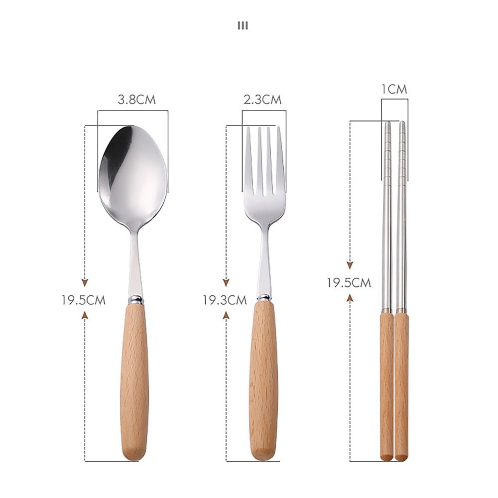 with Box Tableware Set Wooden Handle dinner dessert fork for Student Home Kitchen Office
