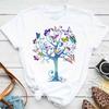 Unisexs Colorful Butterfly Petal Print Tshirt Short Sleeve Round Neck Cute Graphic Tee Shirts Female Tops Clothes
