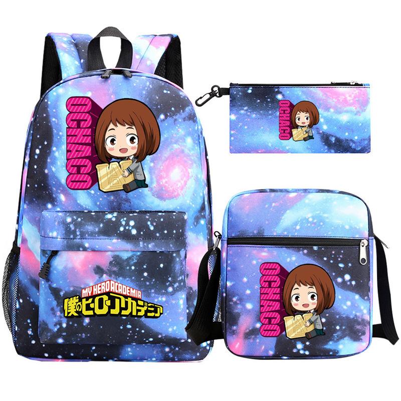 Young Students Schoolbag Animation Three-Piece Backpack Diagonal Hanging Bag Pencil Case