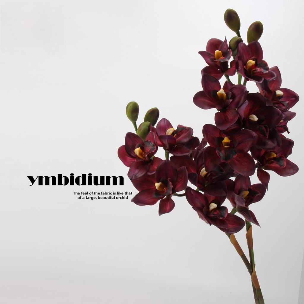8-Head Artificial Cymbidium Orchid Stem 79cm Silk
