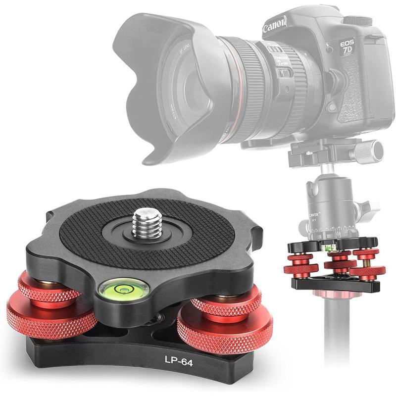 Camera Leveler Base Aluminum Alloy 3 Bubble Levels Tripod Head Leveling Base Strong Load Bearing For Panoramic Photography