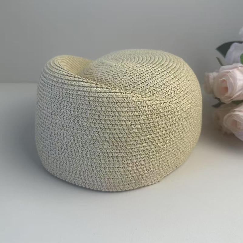 

Women Vintage Straw Beret Hat Summer Fedora Sun Cap Hostess Pillbox Hat Millinery Fascinator Base Wedding Cocktail Party 55-59cm бежевый
