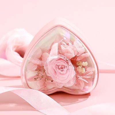 Preserved Flowers Jewelry Box Heart Shape Necklace Gift Box Romantic Rose Ring Box Jewelry Gift Packaging Box for Valentine's Day Anniversary