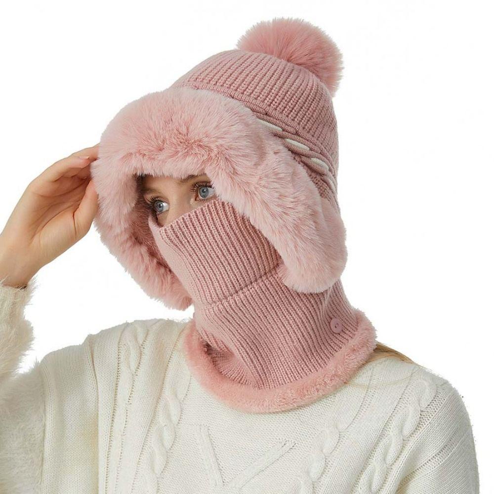 Windproof 2in1 Scarf Hat Thicken Warm Balaclavas Hat Fashion Winter Cap Mask Set Outdoor