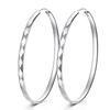 Elegant Silver-Plated Large Round Circle Hoop Earrings for Women - European Slimming Style