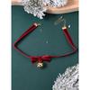 Belle Girl Style Sweet Accessory, Burgundy Necklace, Black Velvet with Collar, Choker Collarbone Chain, Necklace