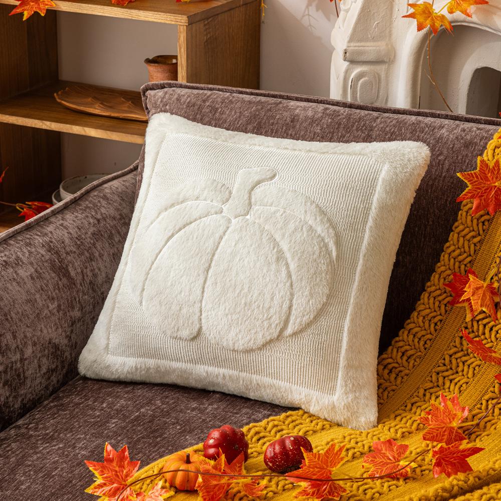 Halloween Pumpkin Plush Pillow Cover Home Living Room Sofa Cushion Cover Festive Pumpkin Double-Sided Pillow Cover