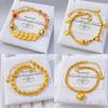 Pulseira Dourado Areia de Luxo Leve com Estrelas Douradas Trituradas, Lua, Flores e Corações - Moda Feminina Elegante