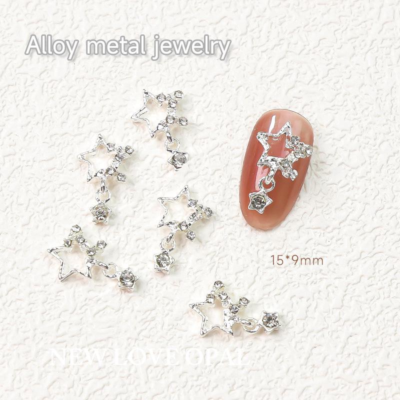 Gold & Silver Alloy Star Pendant Nail Art Accessory