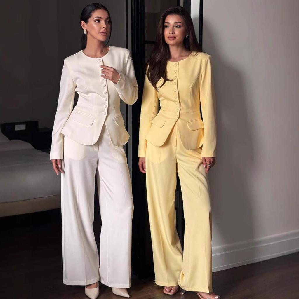Women's Autumn 2025 Casual Blazer and Trousers Set for Workplace