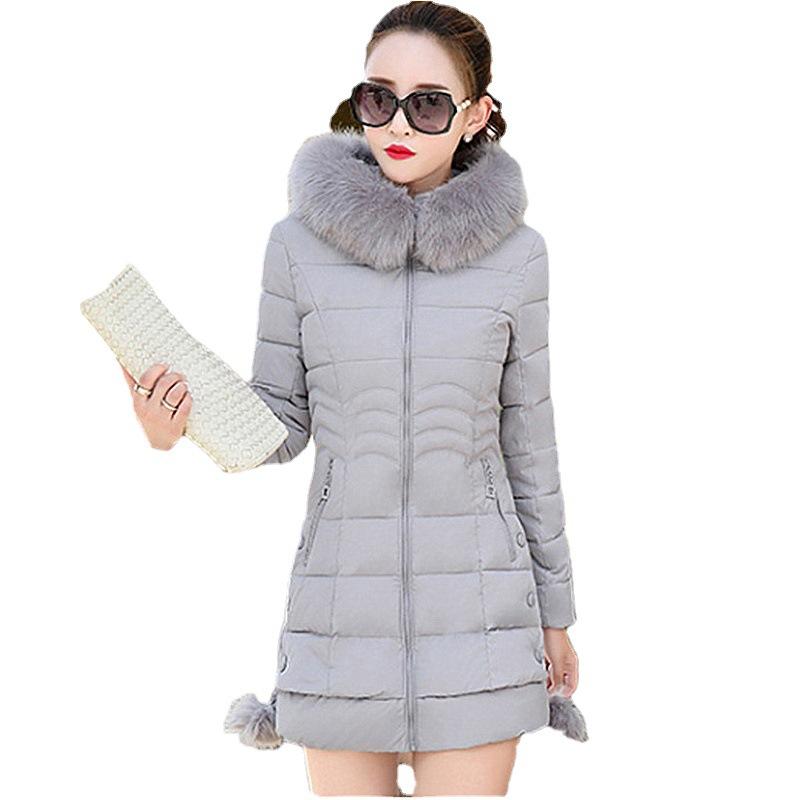 Jachetă căptușită din bumbac Femei În Toamnă Iarnă lungă, îngroșată, cu guler mare de lână, haină din bumbac, subțire, căptușită din bumbac, de dimensiuni mari