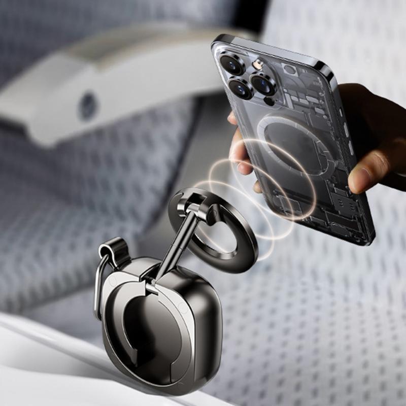 Compact Travel Foldable Magnetic Phone Mount Support Stand With Secure Carabiner Clip And 720° Adjustable Viewing Angle