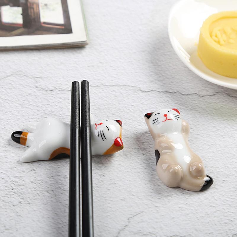 1Pc Chopstick Rest Home Decoration Chopsticks Pillow Hotel Spoon Creative Ceramic Forks Holder Cat Shape