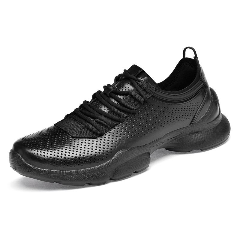 Autumn Breathable Men s Round Toe Loafers, Top Layer Cowhide, Fashionable Lace-up Sporty Dad Shoes 40