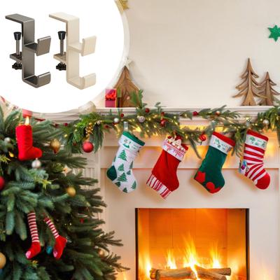 1/2Pcs Fireplace Stocking Holder Metal Christmas Wreath Hanging Rack Strong Load-bearing Adjustable Design