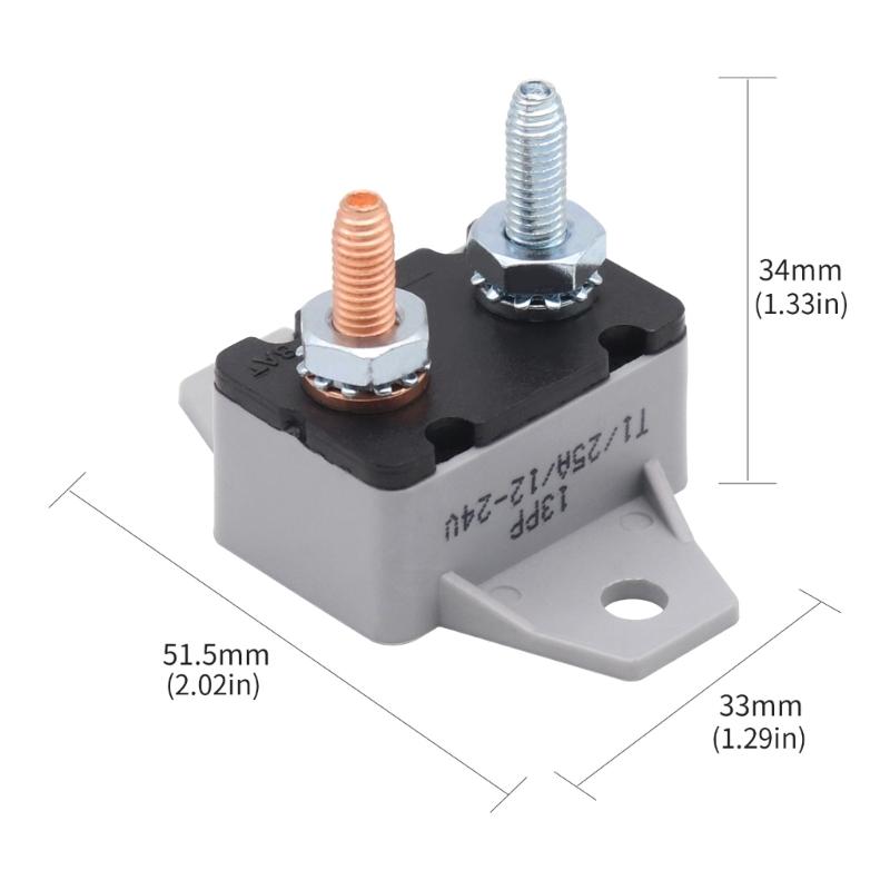 2Pcs 25A Circuit Breaker Auto Reset Function Red Sheath Design Fixed Mounting Wing for 6-28V Voltages Ranges Systems