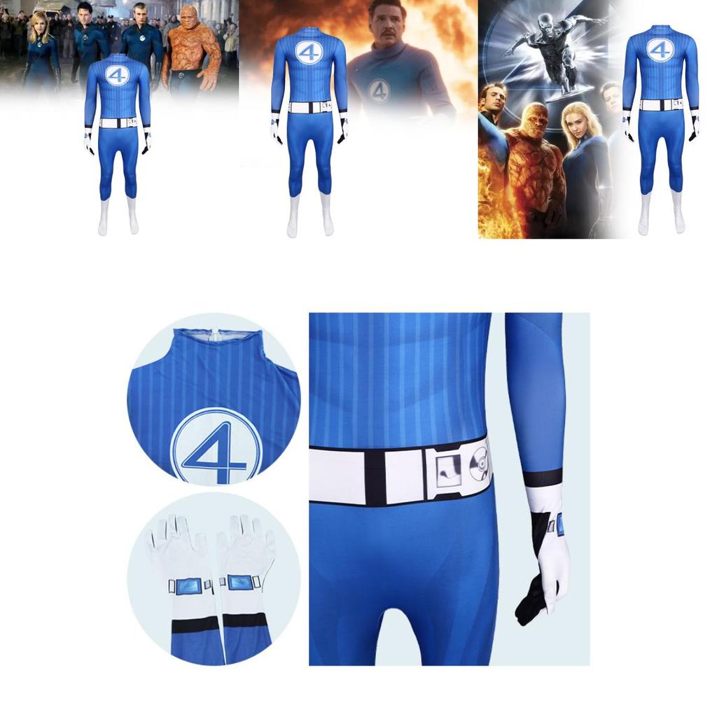 Mono de Cosplay de los Cuatro Fantásticos de Marvel con Tejido de Poliéster Para Actuaciones en Escenario