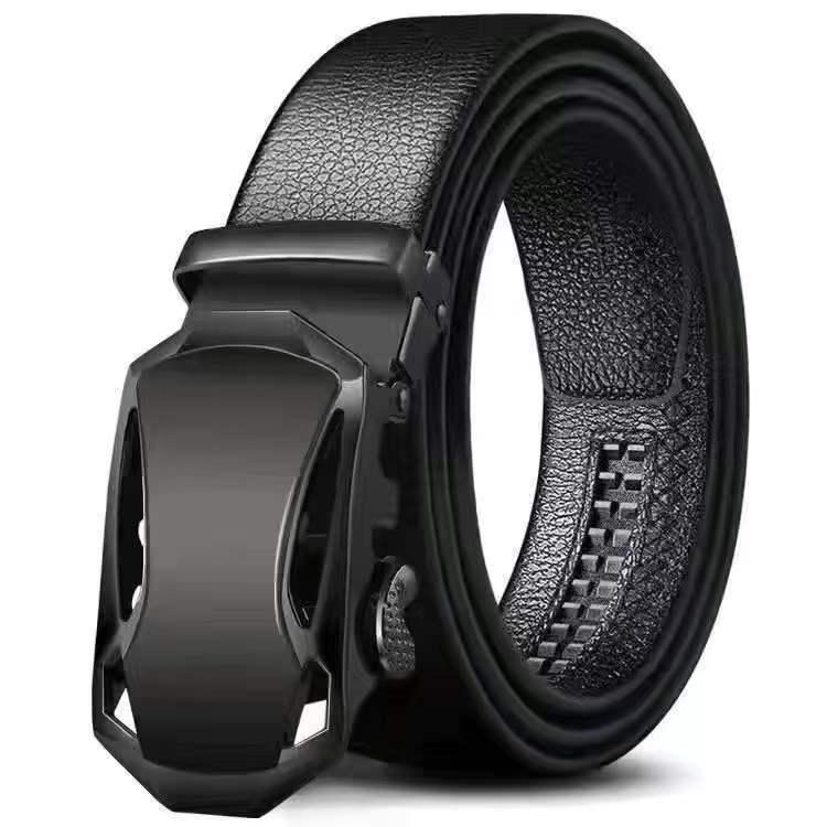 Trendy Youth & Middle-Aged Men's Genuine Leather Automatic Buckle Belt - Korean Style for Casual & Business Wear