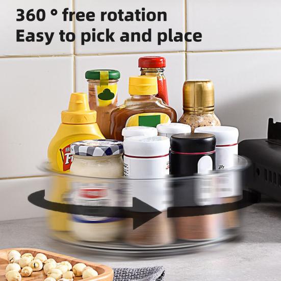 Organizér Lazy Susan Stojan na kořenky Otočný o 360 stupňů Velkokapacitní Průhledný Stolní Otočný talíř Držák na kořenky