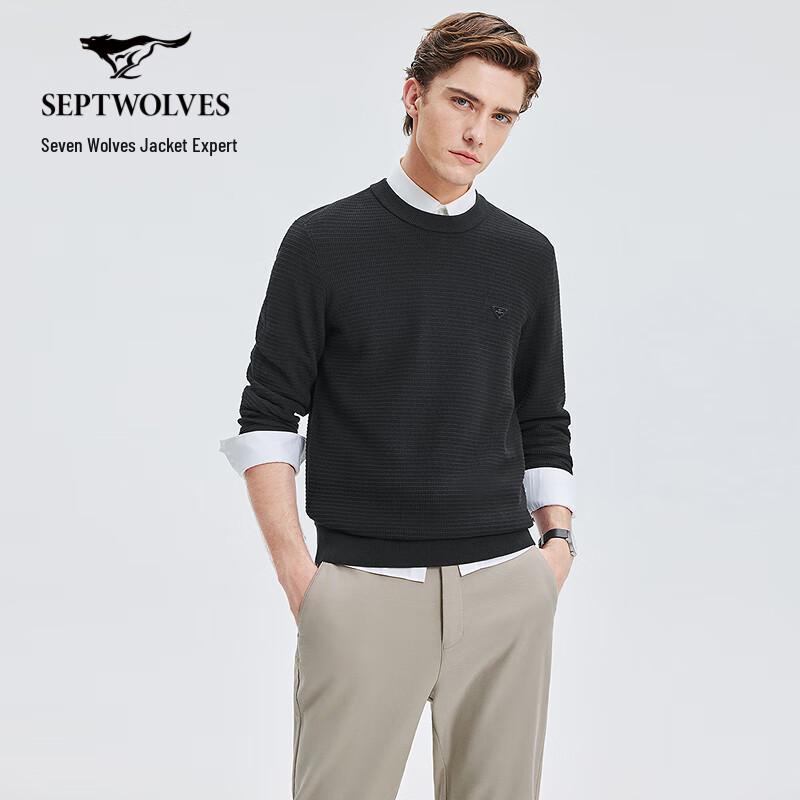 

SEPTWOLVES Men s Round Neck Jacquard Knitted Sweater L
