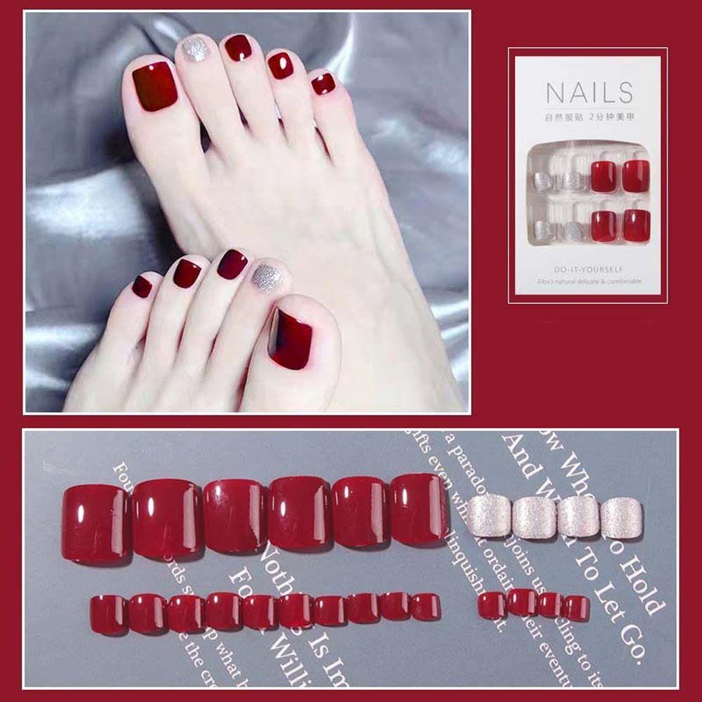 Luxury  False Toenails Rhinestone Fake Toenails Full Cover False Nails Short Nails Patch
