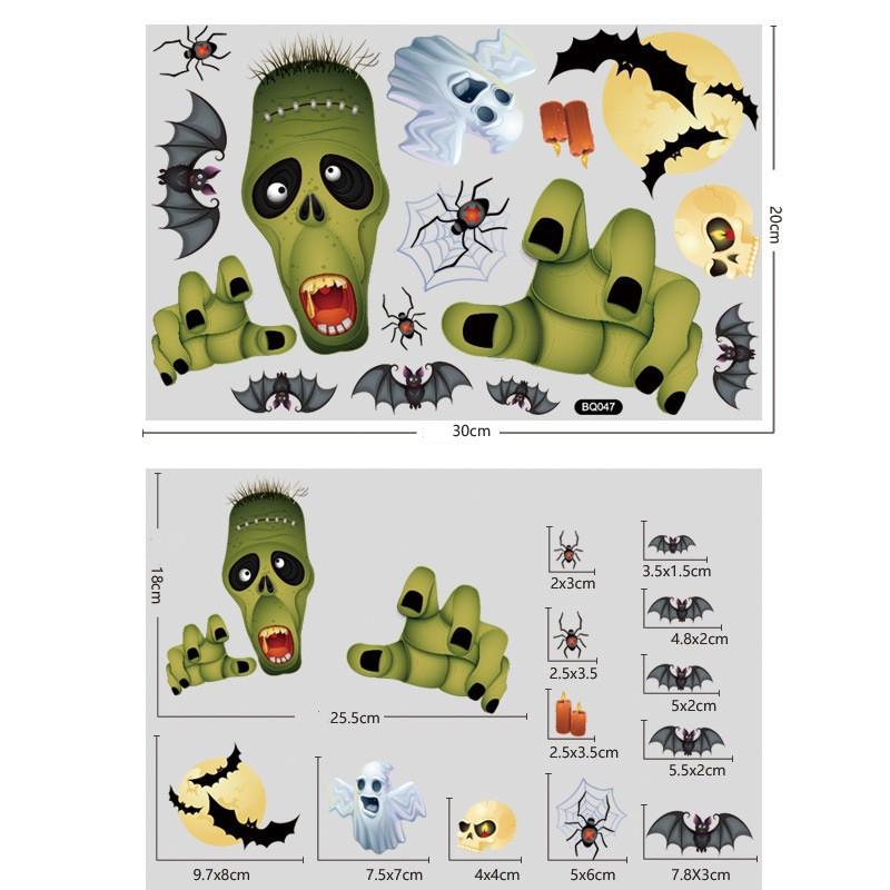 1 Pc Halloween Party Sticker  Ghost Spider Pumpkin Skeleton Sticker for DIY Decroate Window Static Electricity Sticker
