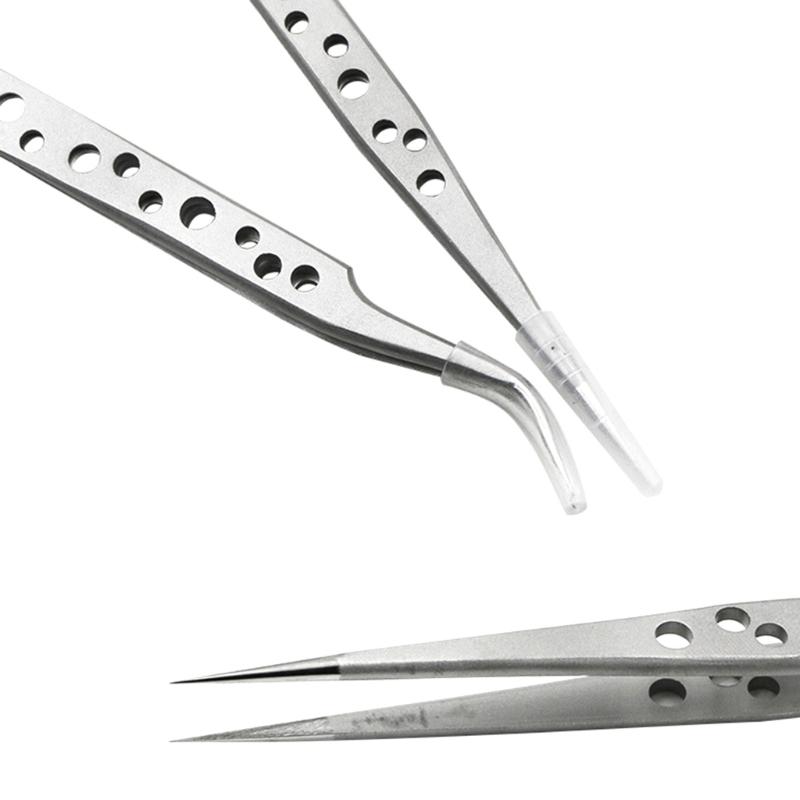 5Pcs Electronics Industrial Tweezers Anti-static ESD Curved Straight Tip Precision Stainless Steel Forceps Phone Repair