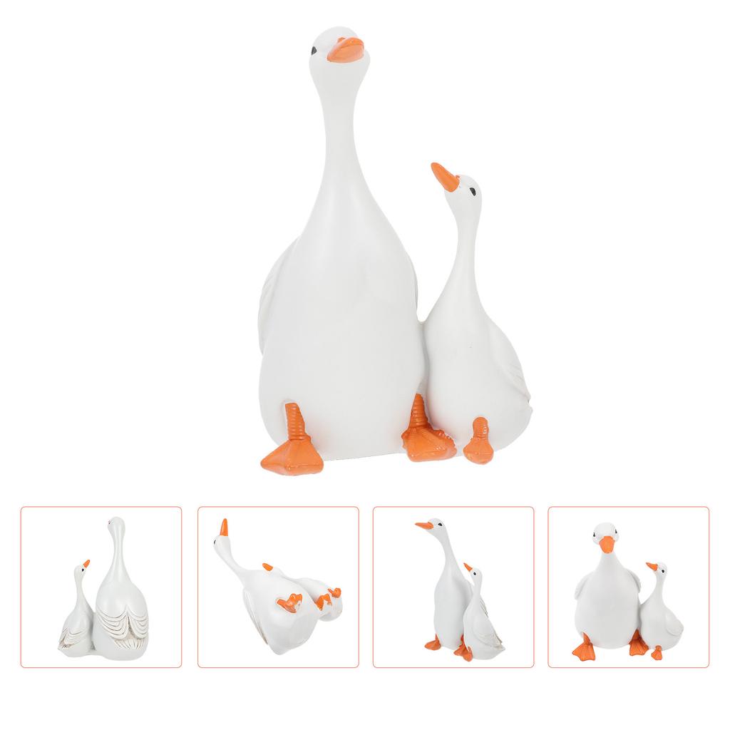 1Set Desktop Decor Resin Duck Shaped Lovely Resin Craft Ornament Home Office Desktop Statue Decoration Scene Layout