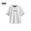 Semir Men's Short Sleeve Letter Print T-Shirt with Plaid Cuffs