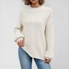 Women's Round Neck Long Sleeve Casual Loose Knit Solid Color Soft Pullover Sweater Top
