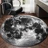 Crystal Velvet carpet2D Flat Print Not 3D Doormat 1pc, Creative Black and White Moon Pattern Printed Round Decorative Mat,