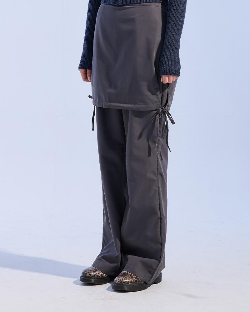MOAA Wrap Skirt Bootcut Trousers (Charcoal)