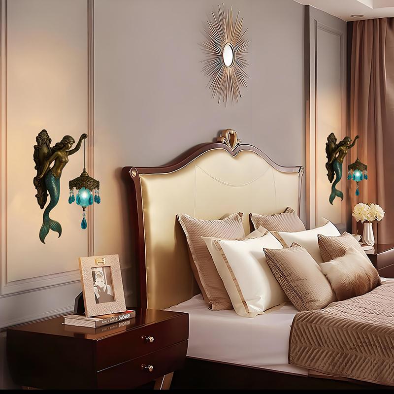 Mermaid Wall Lamp,Vintage Base Design Night Light, Vintage Style Bedroom Hotel Restaurant Decorative Wall Lamp