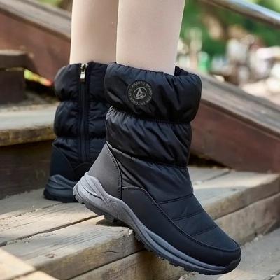 Moda Feminina Botas de Neve Inverno Quente Algodão Botas Mulheres Ao Ar Livre Antiderrapante Mulheres Sapatos Tamanho Grande Botas de Pelúcia Zapatos De Mujer 2024