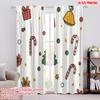 2pcs,2D Plane Printing Curtains&Window Treatment Christmas Bells Candy Cane Tree Gift (3) Versatile 100% Polyester (without Rod)