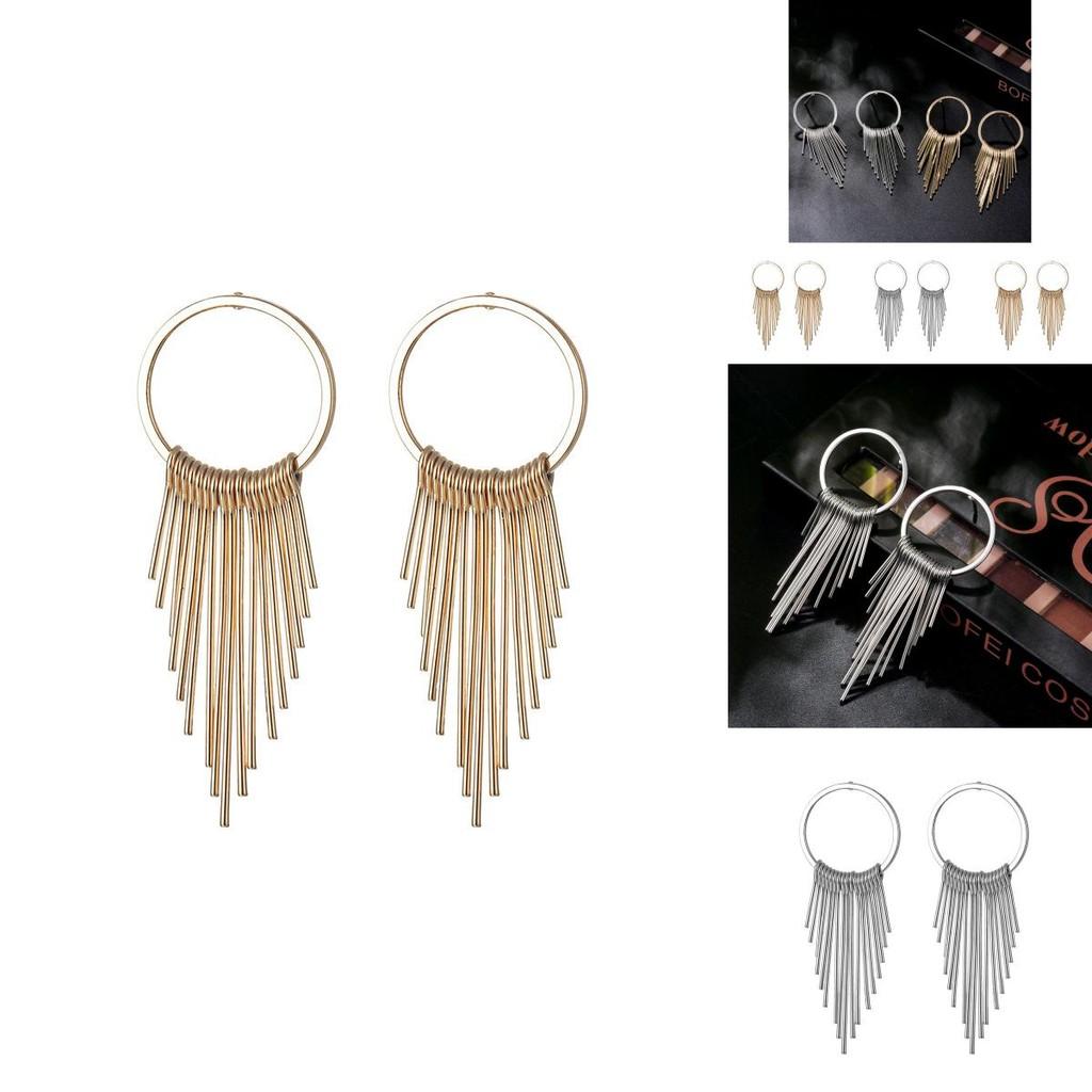 Fashion Creative Alloy Tassel Earrings For Women Geometric Shape Jewelry