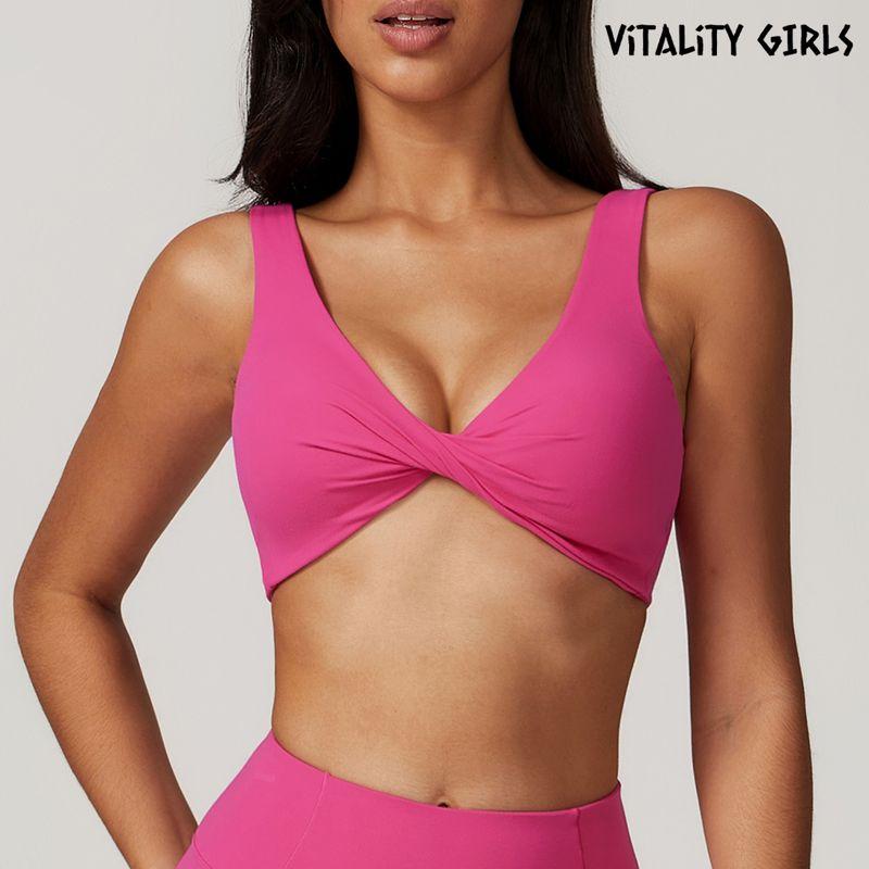

Vitality Girls Fashion Yoga Bra Beauty Back Fitness Wait Lifting Intimates Female Deep V Sexy Busty Gathering Magenta M