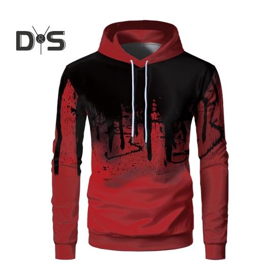 

Весна Осень Мужская спортивная толстовка с капюшоном 3D Контрастный цветной принт с завязками на шнурке Длинные рукава Эластичные манжеты Подгибка для активного отдыха Фитнес Бейсболка Толстовка XL