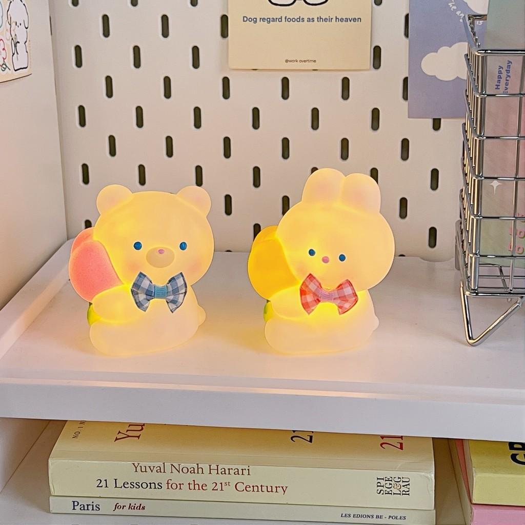 Warm Lamp Night Light Battery Powered Cartoon Cute Rabbit And Bear Shaped