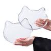 Cute Cat Head Plate Home Transparent Tempered Glass Dessert Dish Set Resistant Kitchen Tableware for Fruit Noodle Sushi Gifts