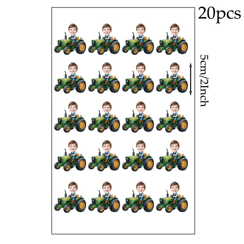 

Customizable Tractor Stickers Personalized Baby Face With Ride Car Cake Toppers Custom Kids Birthday Banner Party Favors Supply As Picture